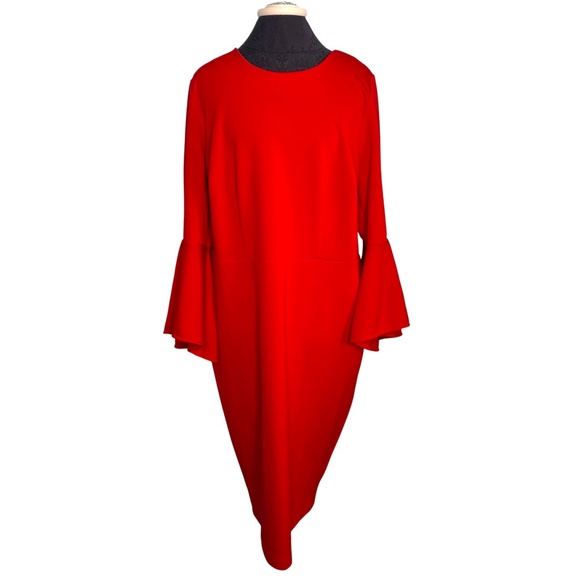 Eloquii Red Plus Size Bodycon Midi Dress - Picture 1 of 10